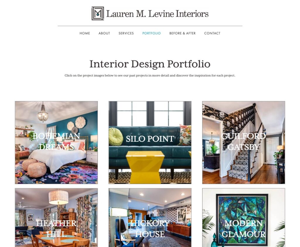 Lauren M. Levine Interiors Portfolio page