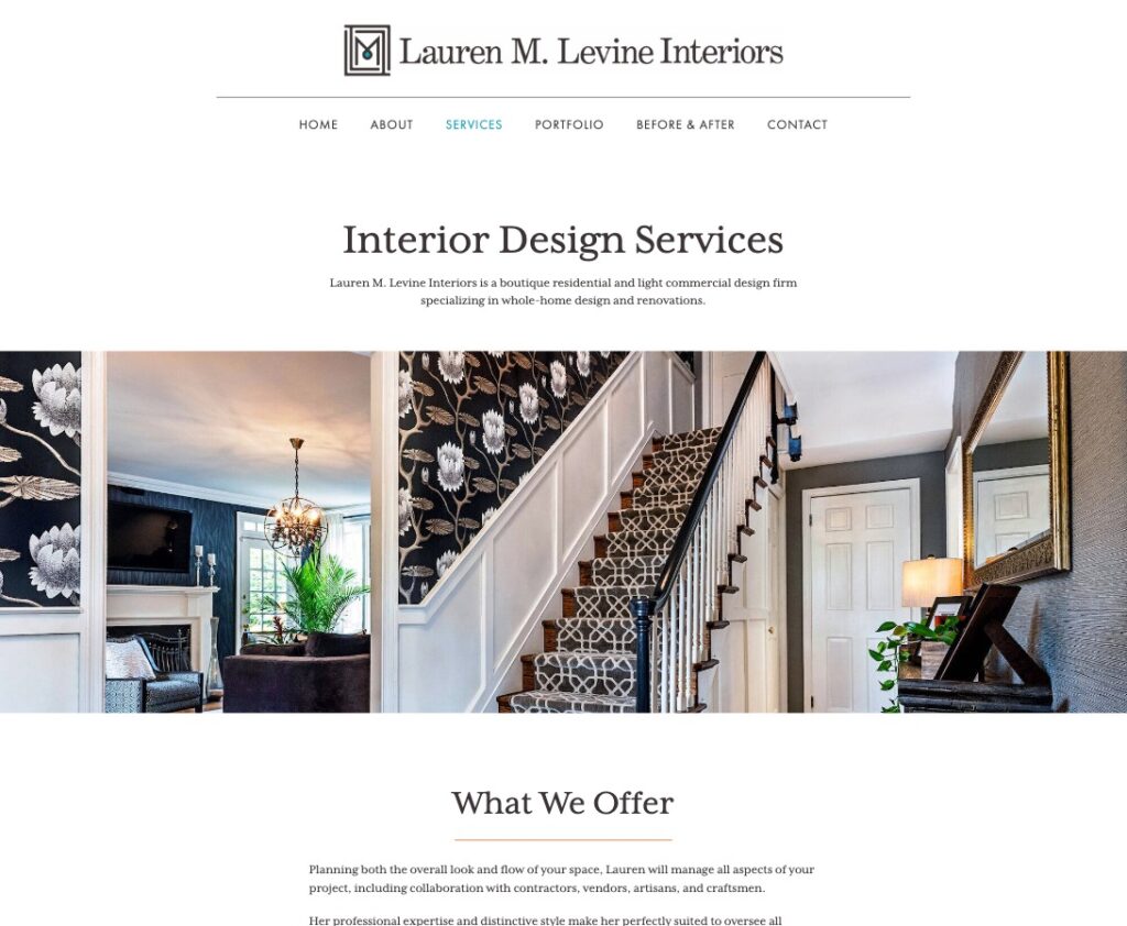 Lauren M. Levine Interiors Services page